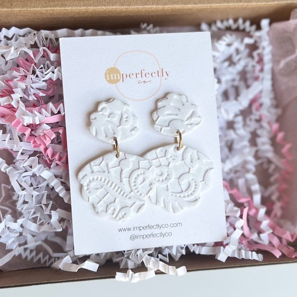 Imperfectly Co handmade clay earrings